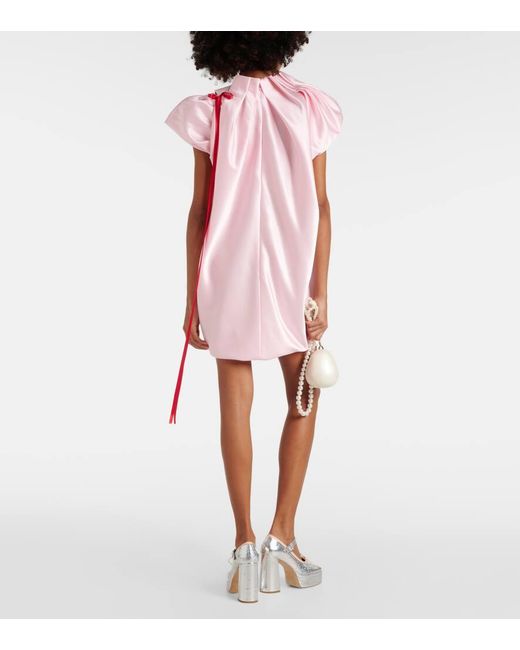 Miniabito in raso con fiocco di Simone Rocha in Pink