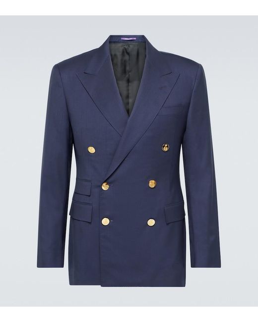 Ralph Lauren Blue Gregory Double-Breasted Wool Blazer for men