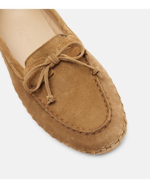 Le Monde Beryl Brown Driver Embroidered Suede Loafers