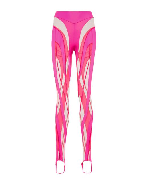 Mugler Pink Paneled Stirrup leggings