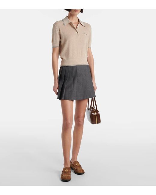 Miu Miu Natural Cotton-Blend Polo Sweater