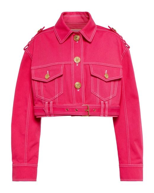 Balmain Red X Barbie® Cropped Denim Jacket