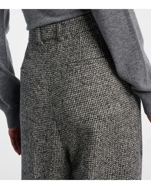Dolce & Gabbana Gray Pleated Wool-Blend Wide-Leg Pants