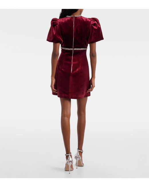 Rebecca Vallance Red Edwiena Embellished Velvet Minidress