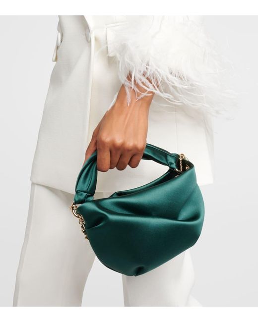 Jimmy Choo Bonny Small Satin Tote Bag in Green | Lyst