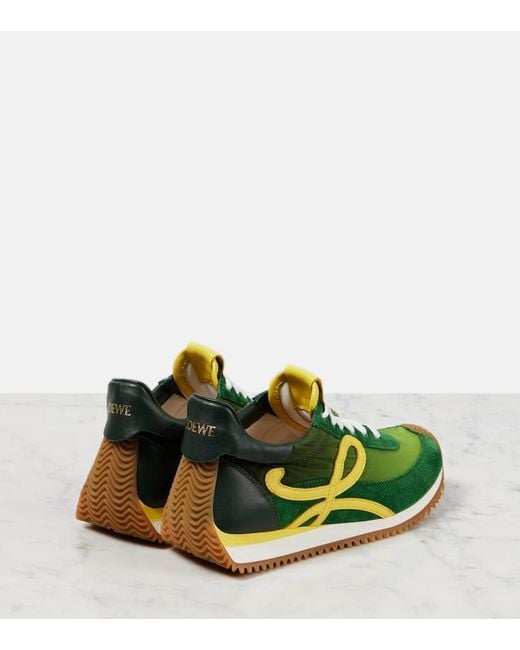 Sneakers Flow Runner 2.0 Con Suede di Loewe in Green
