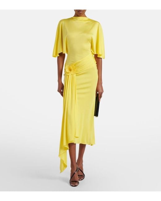David Koma Yellow Floral-Applique Jersey Cocktail Dress