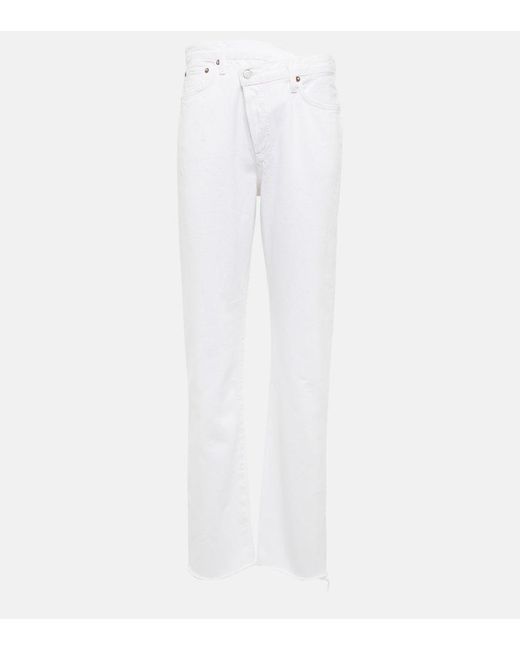Agolde White Criss Cross High-rise Straight Jeans