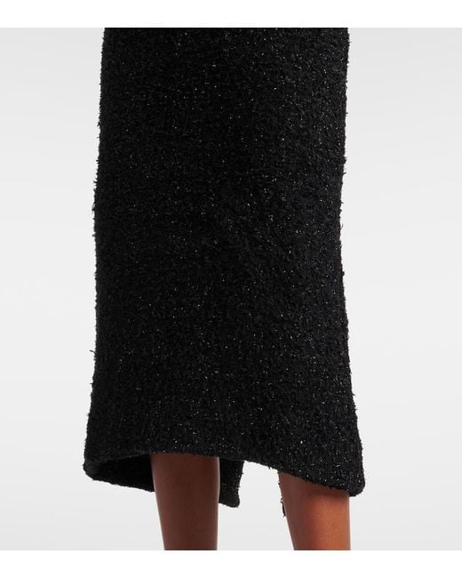 Balenciaga Black Cotton-Blend Tweed Midi Skirt
