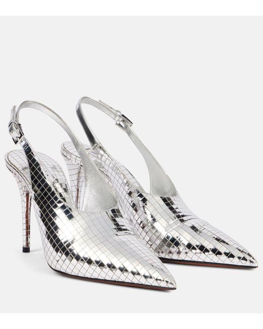 Alaïa White Mirrored Leather Slingback Pumps