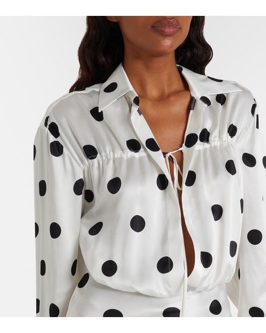 David Koma White Polka-Dot Silk Satin Minidress