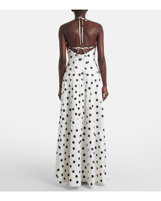 Rebecca Vallance White Maisie Polka-Dot Cotton-Blend Maxi Dress
