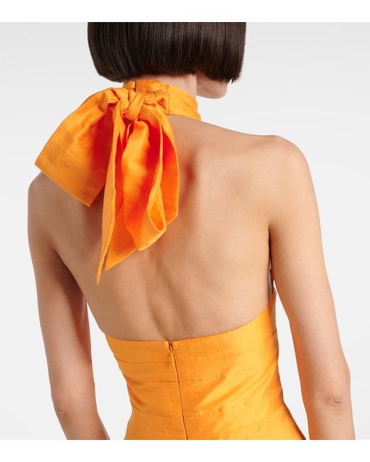 Rebecca Vallance Yellow Cera Cutout Halterneck Minidress
