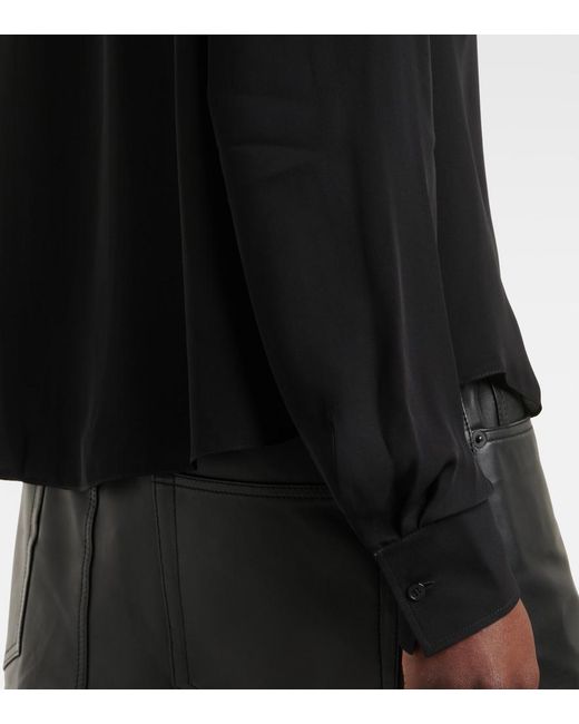 Wardrobe NYC Black Tie-Neck Silk Blouse