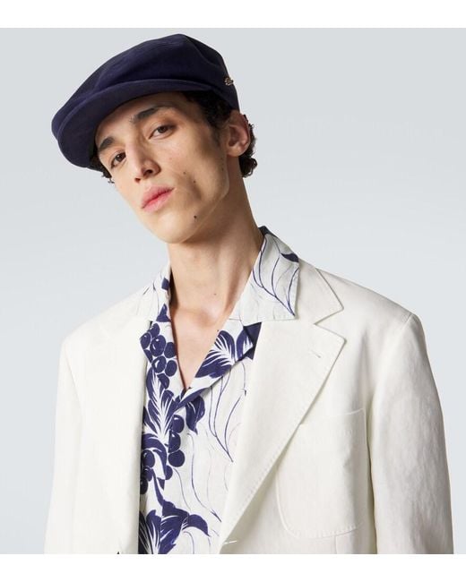 Borsalino Blue Suede Newsboy Cap for men