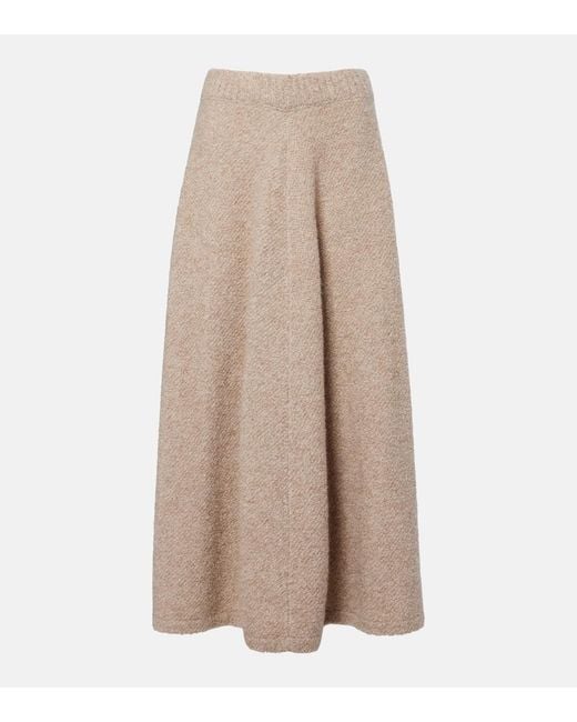 Agnona Natural Cashmere, Silk, And Wool Midi Skirt