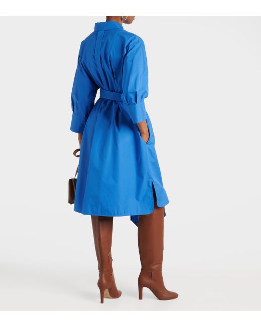 Max Mara Blue Cotton Poplin Shirt Dress