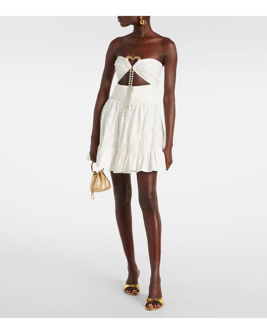 Area White Draped Cotton Minidress