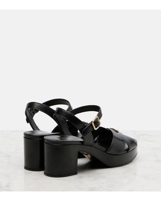 Prada Black Leather Platform Sandals