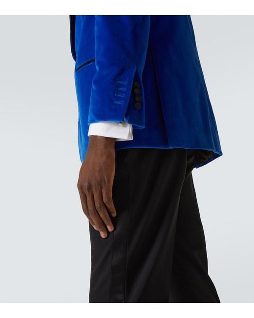 Rubinacci Blue Cotton Velvet Blazer for men