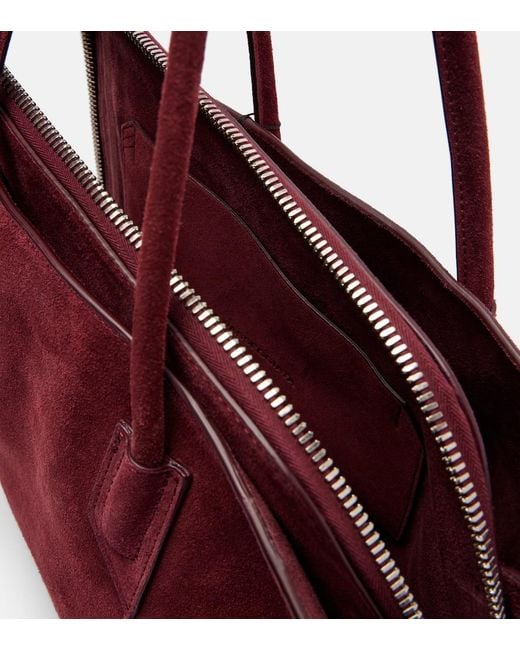 The Attico Red La Passeggiata Medium Suede Tote Bag