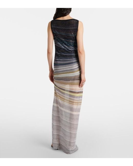 Missoni White Sequined Striped Lame Maxi Dress