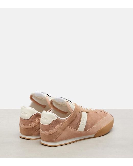 Chloé Natural Kick Suede And Leather Sneakers