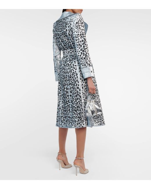 Miss Sohee Gray Leopard-print Trench Coat