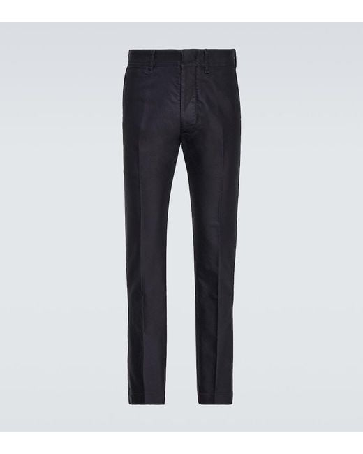 Tom Ford Blue Straight Cotton Pants for men