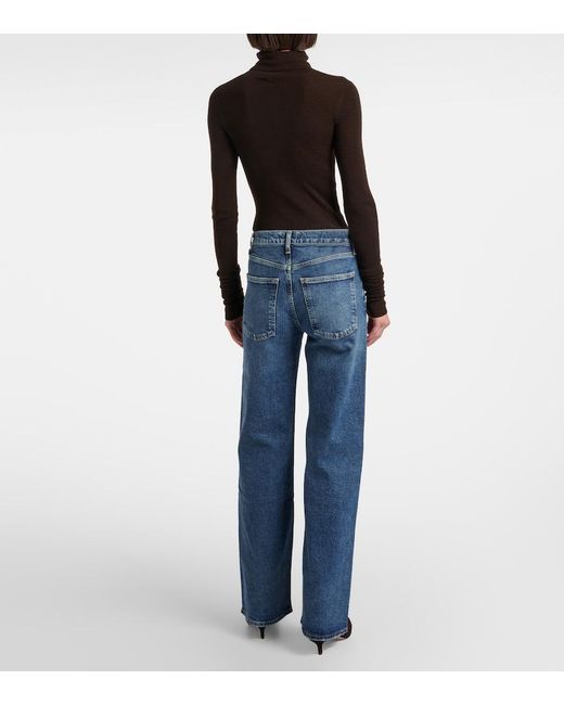Agolde Blue Harper Mid-Rise Straight Jeans