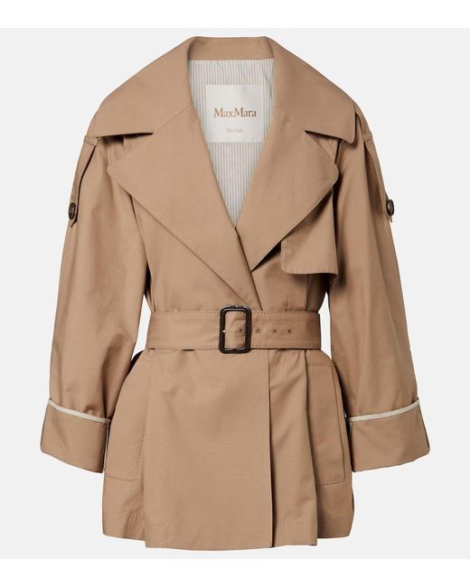 Max Mara Natural Clara Cotton-Blend Gabardine Trench Coat