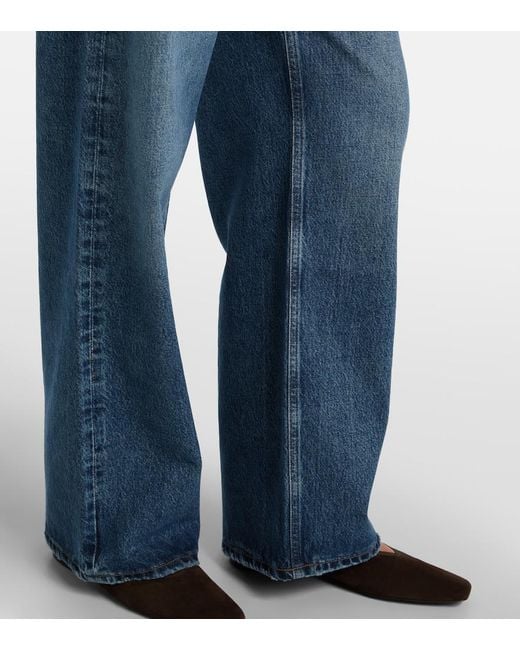 Agolde Blue Low Slung Baggy Mid-Rise Wide-Leg Jeans