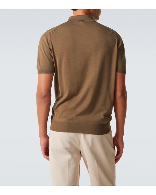 Kiton Brown Cotton Half-Zip Polo Shirt for men