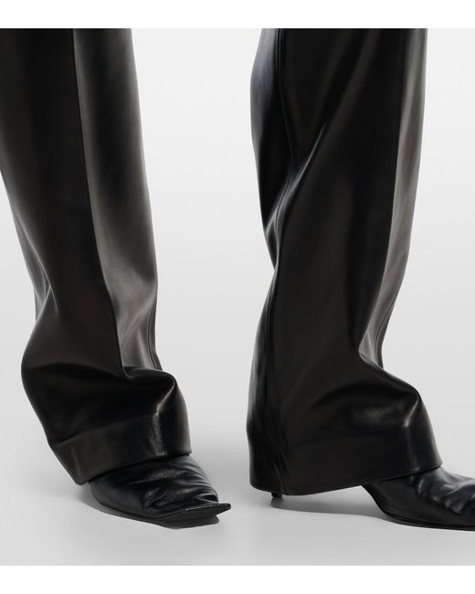 Khaite Black Mita Leather Straight Pants