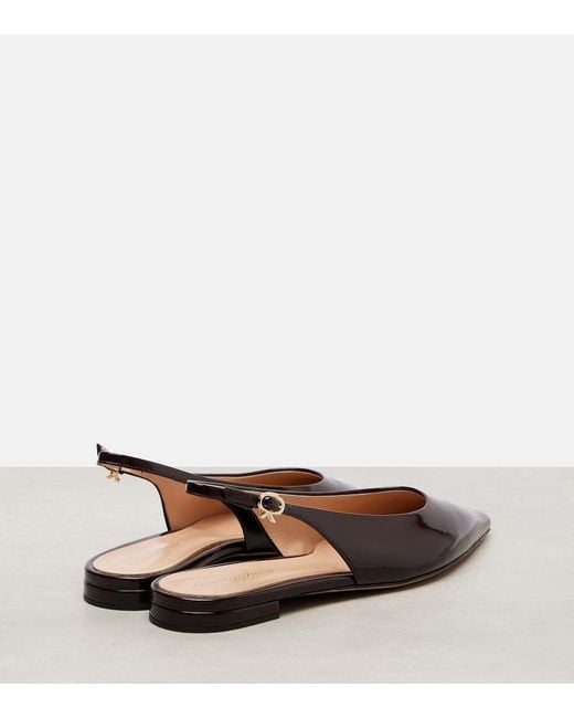 Gianvito Rossi Brown Robbie Leather Slingback Flats