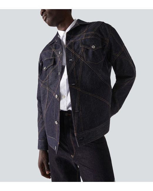 Junya Watanabe Blue Embroidered Denim Jacket for men