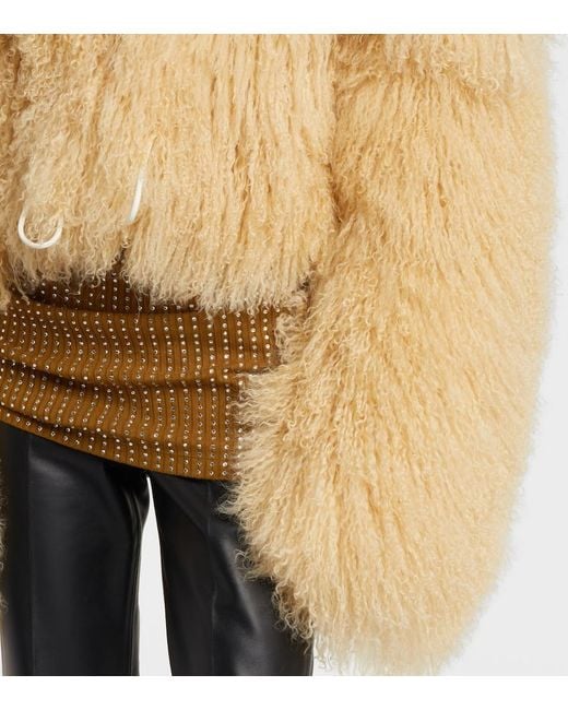 The Attico Natural Cropped Shearling Jacket