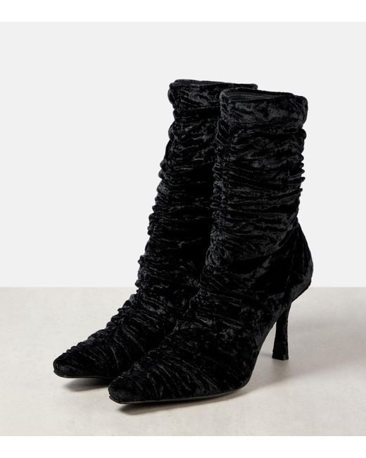 Jimmy Choo Black Lotta 85 Velvet Ankle Boots