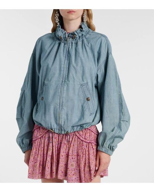 Isabel Marant Blue Plume Chambray Bomber Jacket