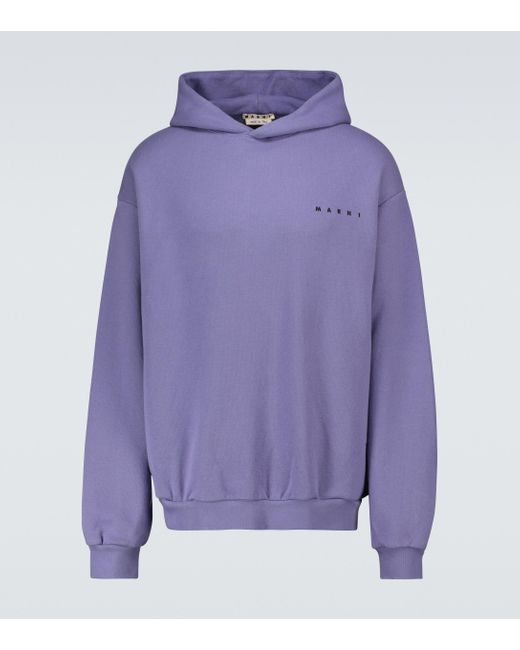 Marni Purple Flower Pin Hooded Sweatshirt for men