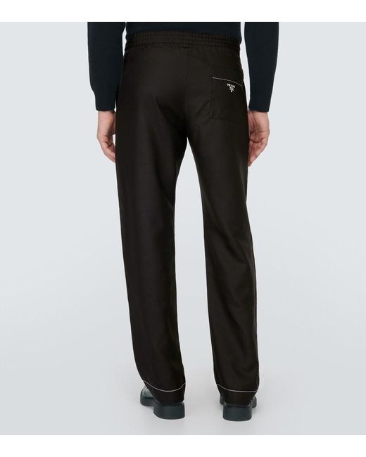 Prada Black Silk Straight Pants for men