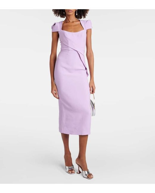 Roland Mouret Purple Midi Kleid mit drapierten Details