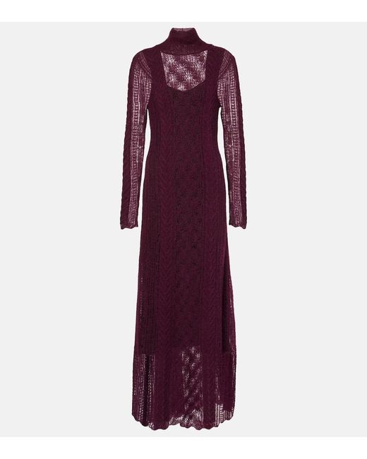 Vestido Largo En Mezcla De Lana Ulla Johnson de color Purple