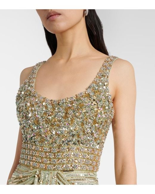 Jenny Packham Green Elixir Embellished Bustier Gown