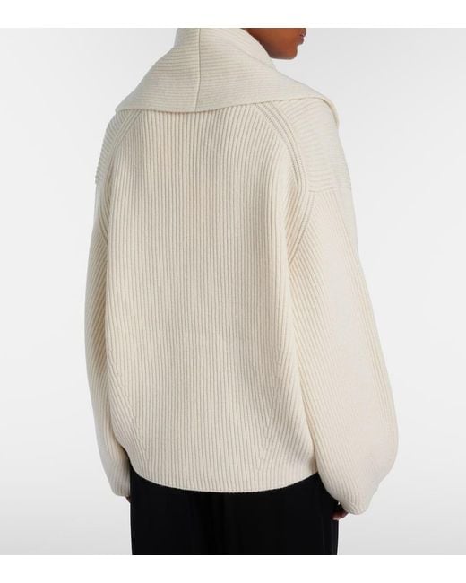 Totême Natural Ribbed-Knit Wool-Blend Cardigan