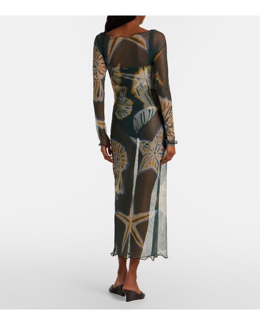 Cala De La Cruz Gray Ursa Printed Sheer Beach Dress