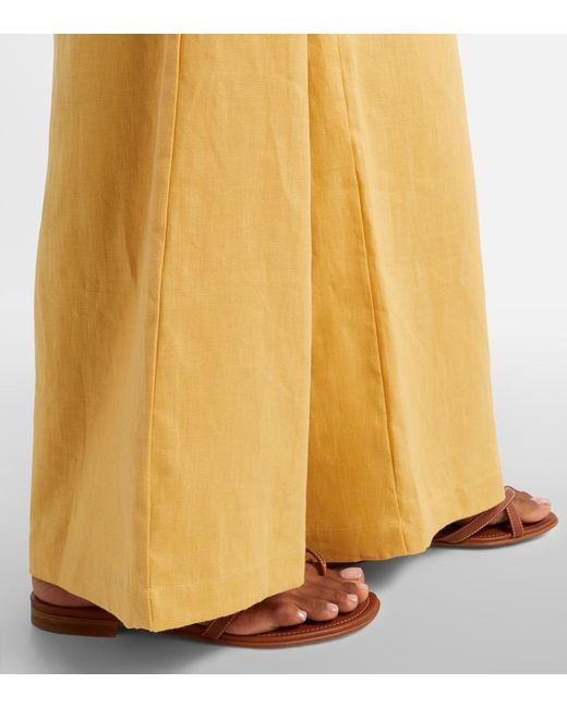 Faithfull The Brand Yellow Syna Linen Wide-Leg Pants