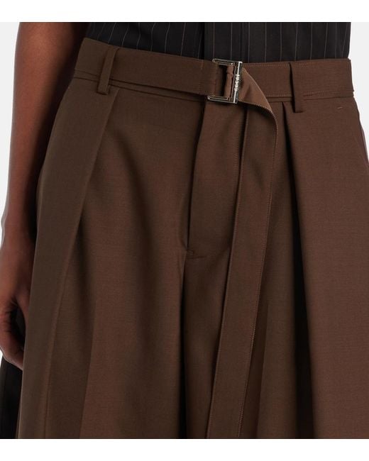 Sacai Brown Pleated Belted Shorts