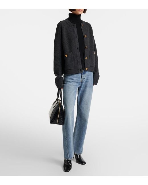 Totême Black Wool-Blend Cardigan