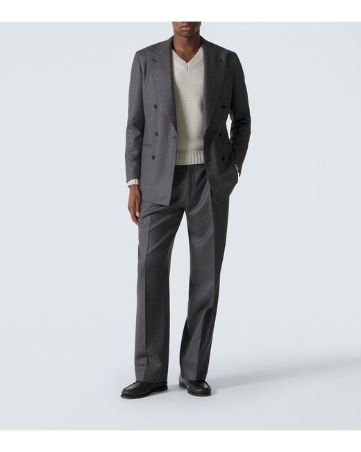 Saman Amel Gray Wool Suit Pants for men